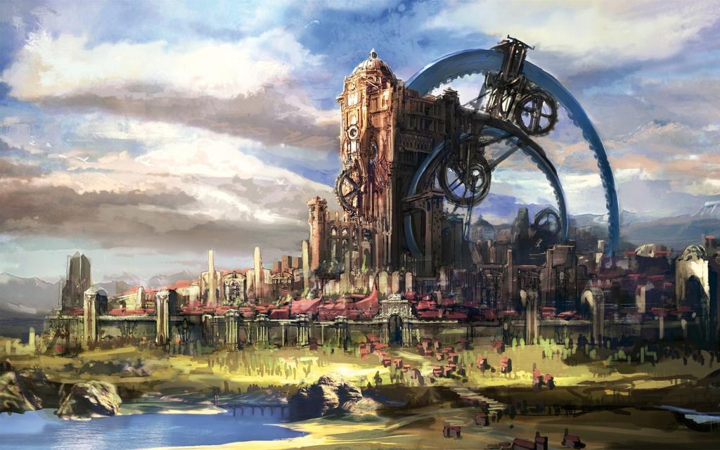 drawing building steampunk velika tera高清壁纸