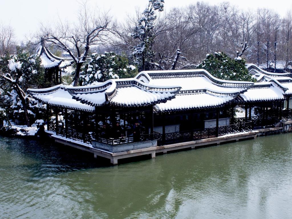 江苏扬州瘦西湖雪景桌面壁纸 - 图片壁纸
