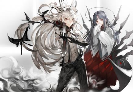 东方，藤原的Mokou，Houraisan Kaguya，动漫女孩壁纸