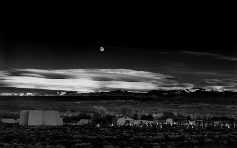 BW Landscape Cemetery月亮云高清壁纸