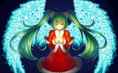 初音未来，vocaloid，uyu，kakinoki，动漫，艺术，翅膀，女孩壁纸