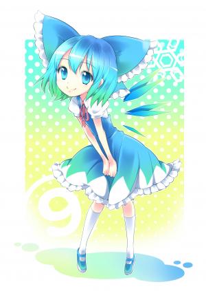 东方，Cirno，蓝色的眼睛，蓝色的头发，短发壁纸