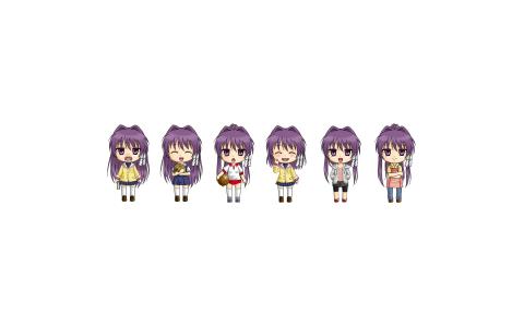 Clannad，Fujibayashi Kyou，Chibi，动漫，白色背景壁纸