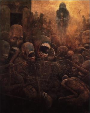 ZdzisławBeksiński，Pincels，巫术师，骨架壁纸