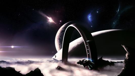 3D，空间，星星，行星，月亮壁纸