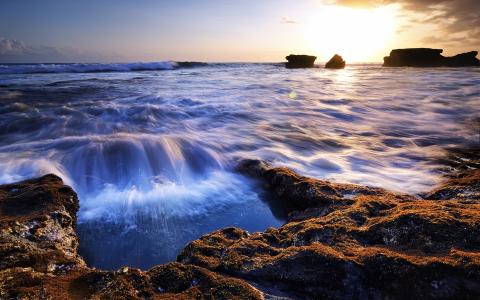 海洋游戏中时光倒流日光夕阳岸高清壁纸