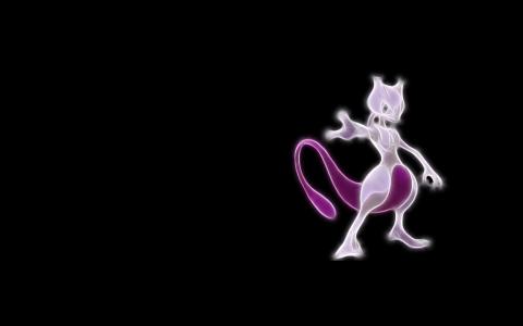 Mewtwo，动漫，黑色背景壁纸