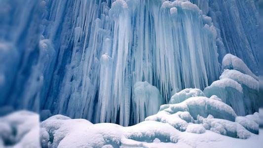 冰柱冬季冰冻蓝色高清壁纸