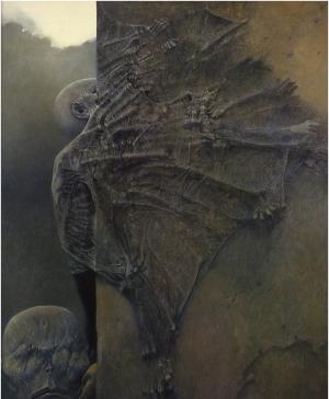 ZdzisławBeksiński，艺术品，黑暗，骨架，翅膀壁纸