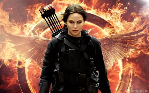 詹妮弗·劳伦斯在饥饿游戏Mockingjay第1部分壁纸