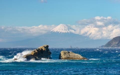 山海洋石头石头高清壁纸