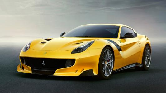 法拉利F12tdf 2016年，汽车，黄色，酷壁纸