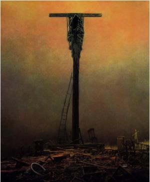 ZdzisławBeksiński，图稿，黑暗，建筑，废墟，梯子壁纸