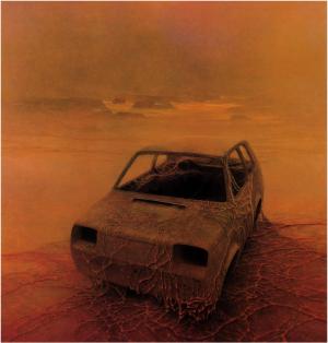 ZdzisławBeksiński，图稿，黑暗，可怕，浪费的汽车壁纸