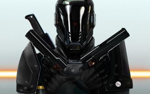 士兵装甲武器头盔艺术壁纸