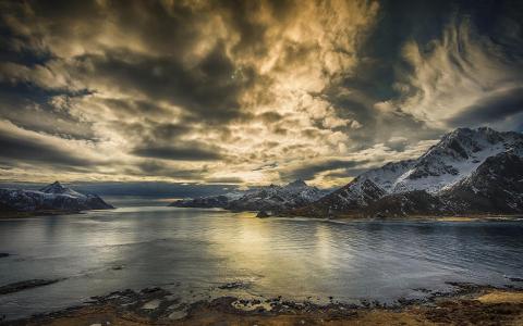 山风景Clouds湖高清壁纸