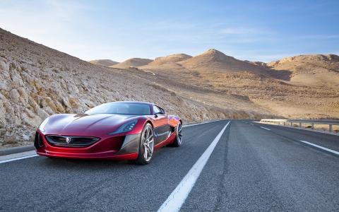 Rimac Concept_One Road沙漠高清壁纸