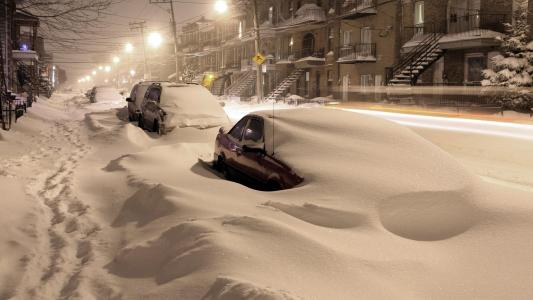 街道路雪冬季高清壁纸