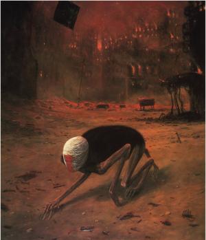 ZdzisławBeksiński，艺术品，黑暗，建筑，废墟，怪物，长指头壁纸