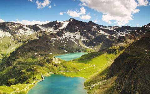 Ceresole Reale，意大利，山，湖，云壁纸