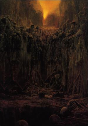 ZdzisławBeksiński，艺术品，黑暗，骨骼，灯壁纸