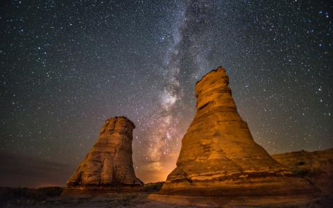 沙漠之星银河银河岩石之夜高清壁纸