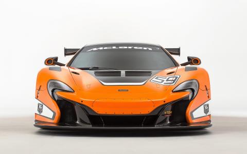 2015年迈凯轮650S GT3橙色超级跑车前视图壁纸