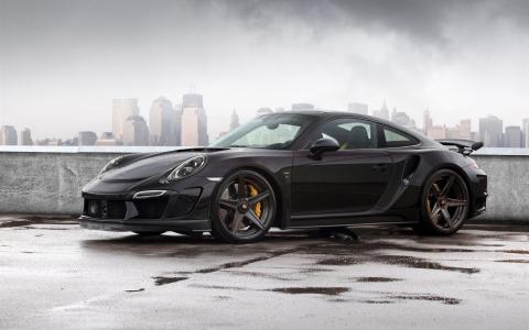 2014保时捷911 Carrera Turbo、Stinger GTR 991辆黑色壁纸