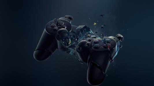 Playstation控制器爆炸蓝色高清壁纸