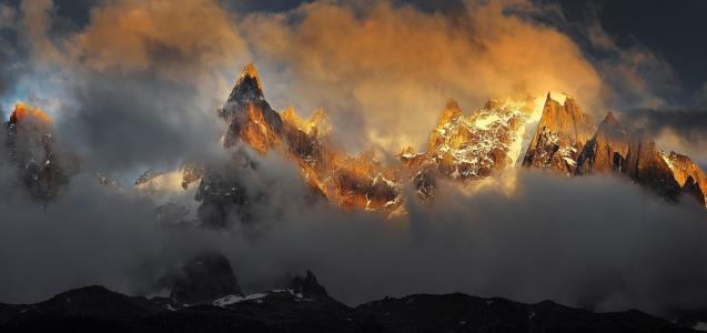 景观，性质，日落，山，首脑会议，雪峰，阿尔卑斯山壁纸