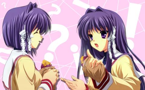 动漫女孩，Fujibayashi Kyou，Clannad，Fujibayashi Ryou，动漫壁纸