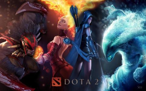 Dota 2火和冰为桌面壁纸