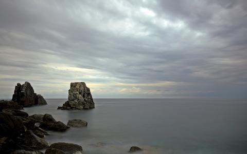 岩石石海洋高清壁纸