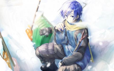 vocaloid，kaito，男孩，艺术，冬季壁纸