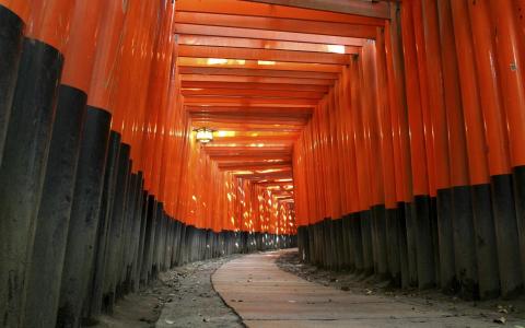 日本建筑牌坊日本伏见稻荷神社壁纸