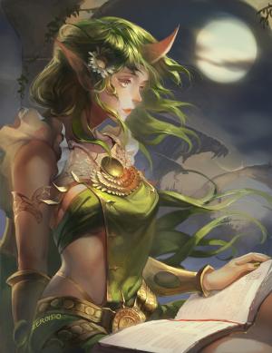 英雄联盟，Soraka，绿色的头发，月亮壁纸