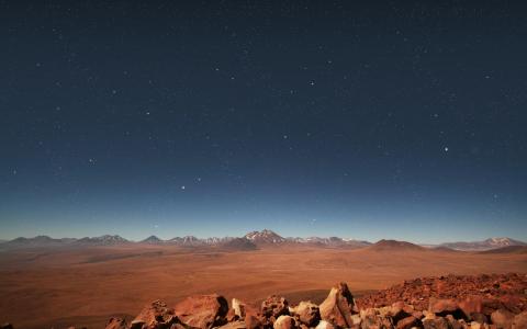 星星天空风景沙漠岩石高清壁纸