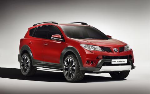 2013年丰田RAV4冒险，红色的汽车壁纸