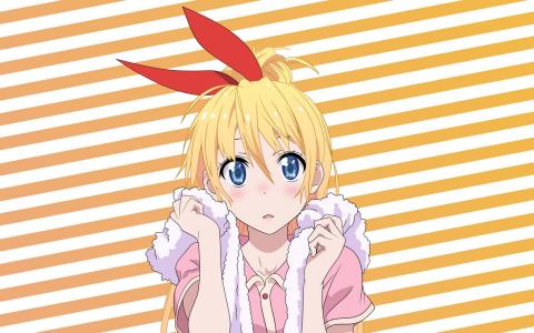 动漫女孩，Nisekoi，Kirisaki Chitoge，金发，头饰，丝带壁纸