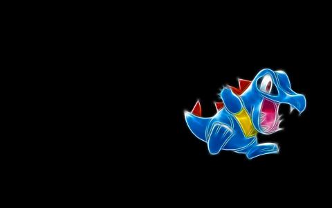 Totodile，极简主义，黑色背景壁纸