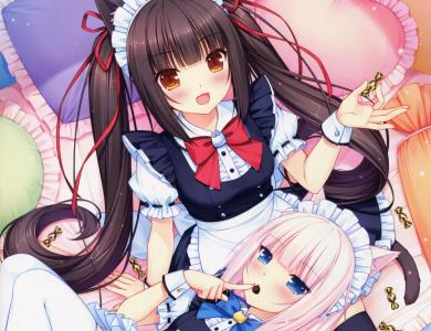 动漫女孩，Nekopara，巧克力，香草，女仆装备壁纸