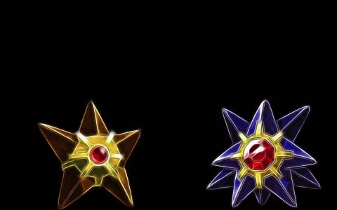 Staryu，Starmie，极简主义，黑色背景壁纸