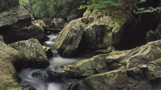 岩石石头瀑布Timelapse HD wallpaper