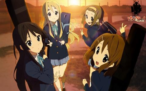 K-ON！，动漫女孩，秋山M，Tainaka Ritsu，Kotobuki Tsumugi，平泽唯壁纸