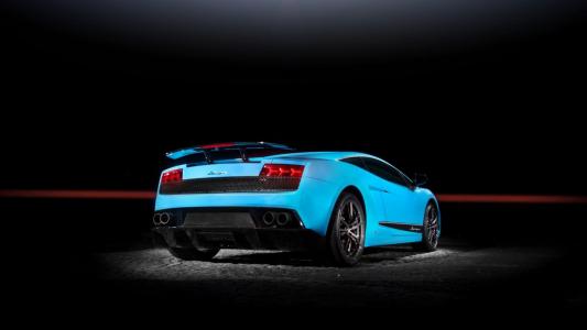 兰博基尼Gallardo LP570-4 Superleggera，蓝色宽屏壁纸