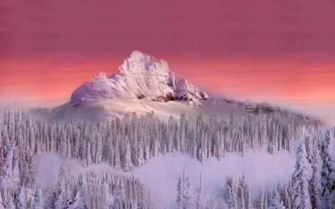 雪冬天山壁纸