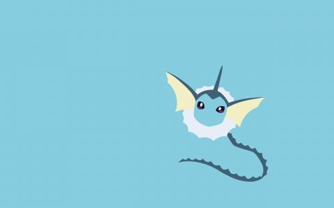 Vaporeon，动漫，蓝色背景壁纸