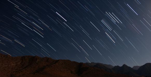 山，天空，星星，长时间曝光，晚上壁纸