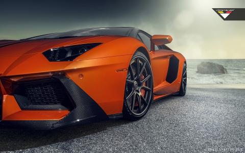 2014年Vorsteiner兰博基尼Aventador V萨拉戈萨前扰流板壁纸