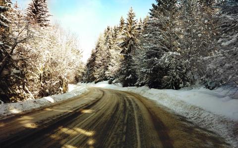 雪的路径壁纸